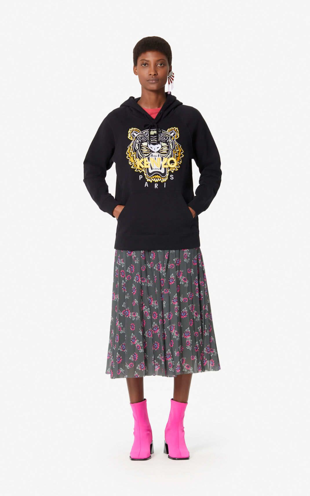 Kenzo Tiger Sudaderas Con Capucha Mujer Negras | 6470251-PU